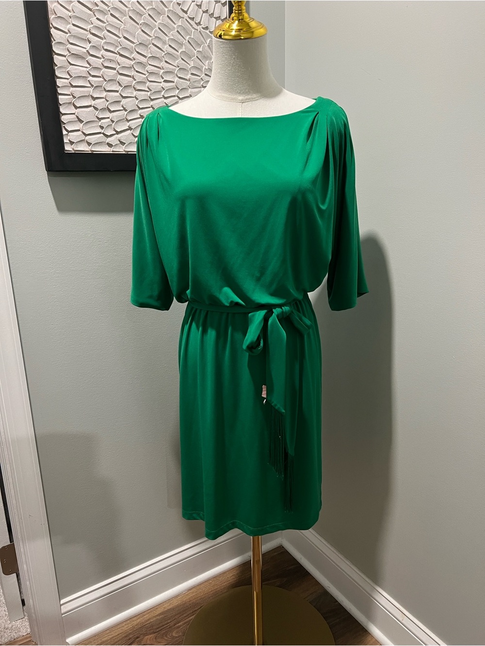 Jessica Simpson Emerald Green Midi Dress with Tie Belt
